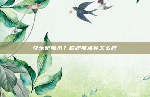 快乐肥宅水？喝肥宅水会怎么样