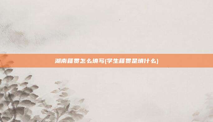 湖南籍贯怎么填写(学生籍贯是填什么)