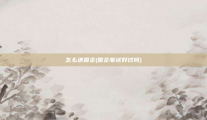 怎么进国企(国企笔试好过吗)