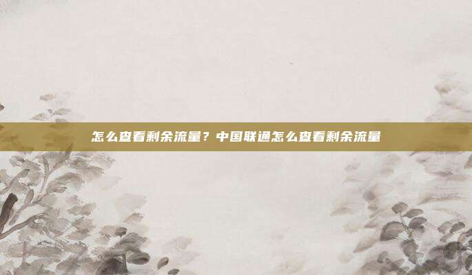 怎么查看剩余流量？中国联通怎么查看剩余流量