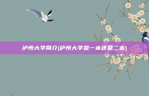 泸州大学简介(泸州大学是一本还是二本)