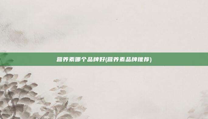 营养素哪个品牌好(营养素品牌推荐)