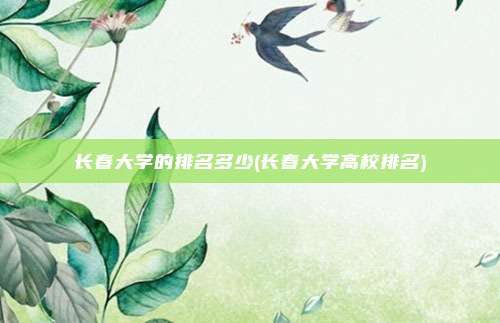 长春大学的排名多少(长春大学高校排名)