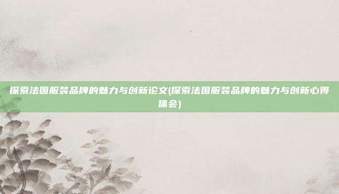 探索法国服装品牌的魅力与创新论文(探索法国服装品牌的魅力与创新心得体会)