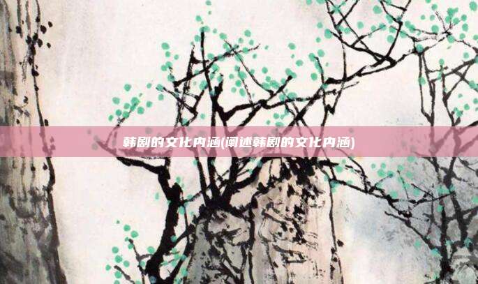 韩剧的文化内涵(阐述韩剧的文化内涵)