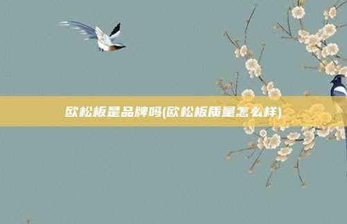 欧松板是品牌吗(欧松板质量怎么样)