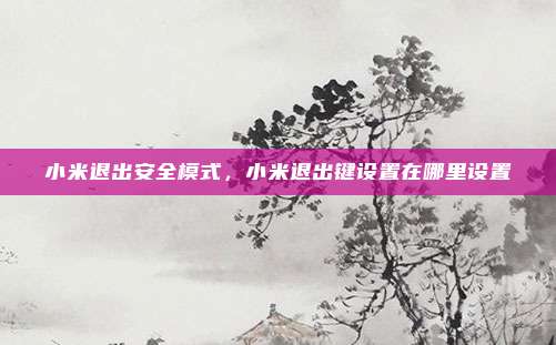 小米退出安全模式,小米退出键设置在哪里设置