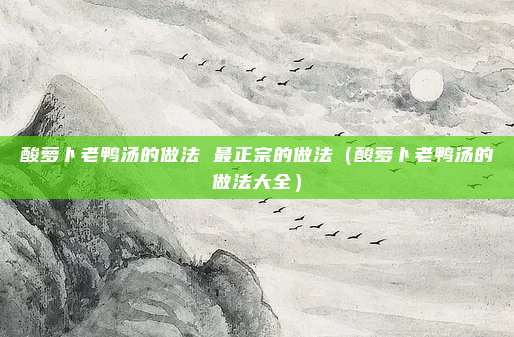 酸萝卜老鸭汤的做法 最正宗的做法(酸萝卜老鸭汤的做法大全)