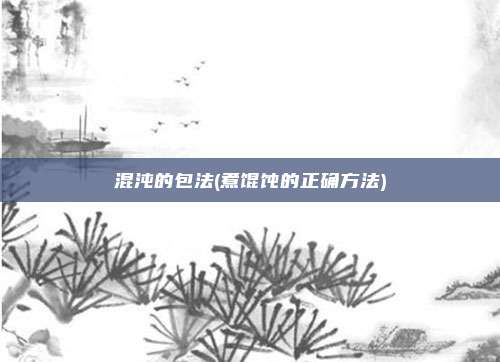 混沌的包法(煮馄饨的正确方法)