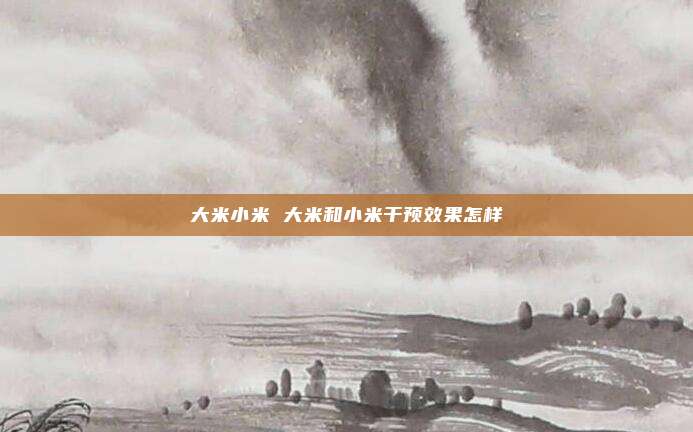 大米小米 大米和小米干预效果怎样