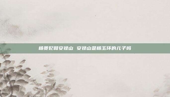 杨贵妃和安禄山 安禄山是杨玉环的儿子吗