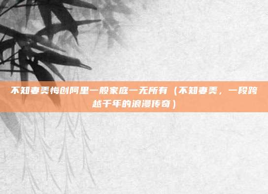 不知妻美悔创阿里一般家庭一无所有（不知妻美，一段跨越千年的浪漫传奇）