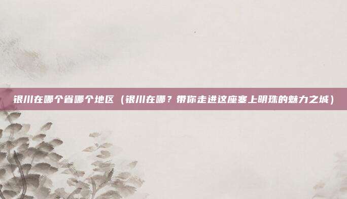 银川在哪个省哪个地区（银川在哪？带你走进这座塞上明珠的魅力之城）