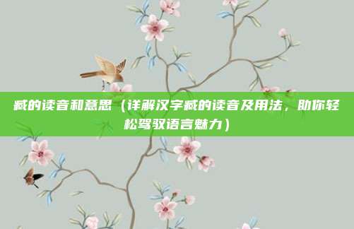 臧的读音和意思（详解汉字臧的读音及用法，助你轻松驾驭语言魅力）