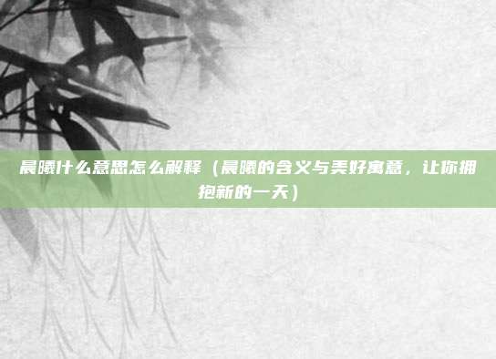 晨曦什么意思怎么解释（晨曦的含义与美好寓意，让你拥抱新的一天）