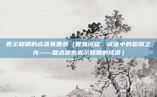 表示聪明的成语有哪些（智慧闪耀，成语中的聪明之光——盘点那些表示聪明的成语）