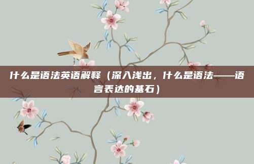 什么是语法英语解释（深入浅出，什么是语法——语言表达的基石）
