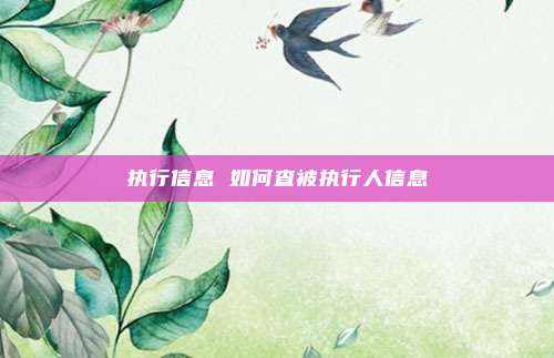 执行信息 如何查被执行人信息