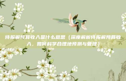 待报解预算收入是什么意思（深度解析待报解预算收入，如何科学合理地预测与管理）