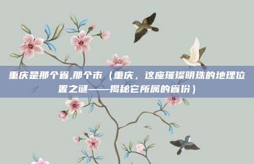 重庆是那个省,那个市（重庆，这座璀璨明珠的地理位置之谜——揭秘它所属的省份）