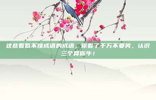 这些看似不像成语的成语,你看了千万不要笑,认识三个算你牛!