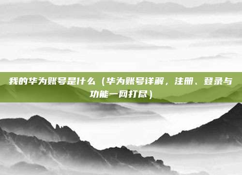 我的华为账号是什么（华为账号详解，注册、登录与功能一网打尽）