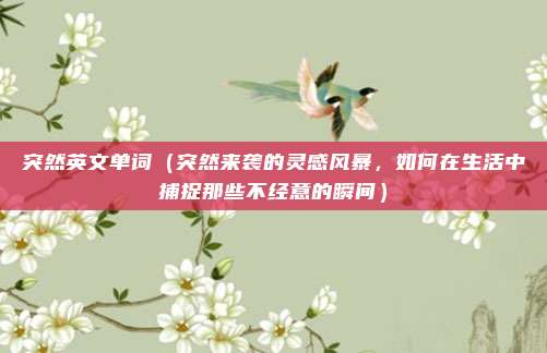 突然英文单词（突然来袭的灵感风暴，如何在生活中捕捉那些不经意的瞬间）
