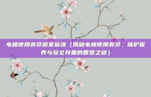 电梯使用寿命国家标准（揭秘电梯使用寿命，维护保养与安全并重的智慧之道）