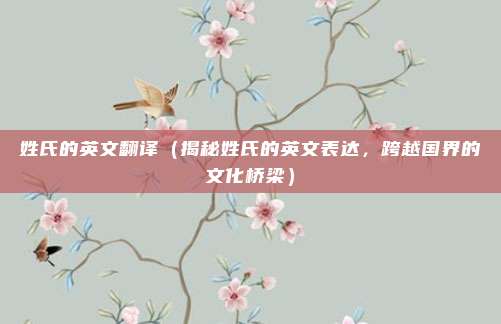 姓氏的英文翻译（揭秘姓氏的英文表达，跨越国界的文化桥梁）