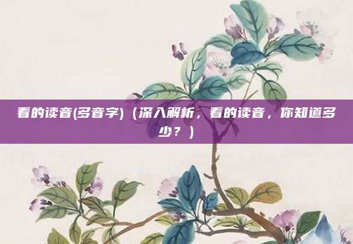 看的读音(多音字)（深入解析，看的读音，你知道多少？）