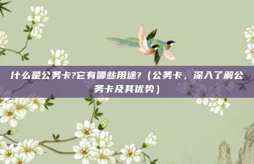什么是公务卡?它有哪些用途?（公务卡，深入了解公务卡及其优势）
