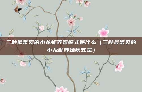 三种最常见的小龙虾养殖模式是什么（三种最常见的小龙虾养殖模式是）