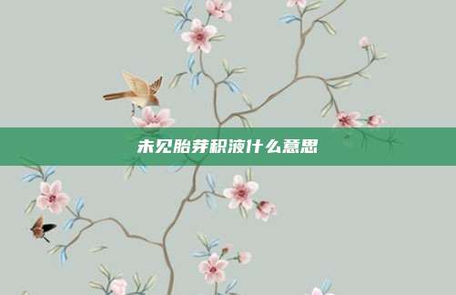 未见胎芽积液什么意思