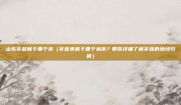 山东莘县属于哪个市(莘县隶属于哪个城市?带你详细了解莘县的地域归属)