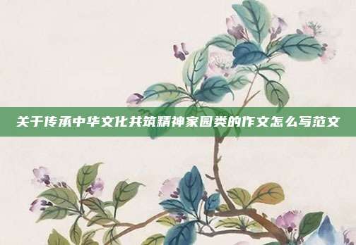 关于传承中华文化共筑精神家园类的作文怎么写范文
