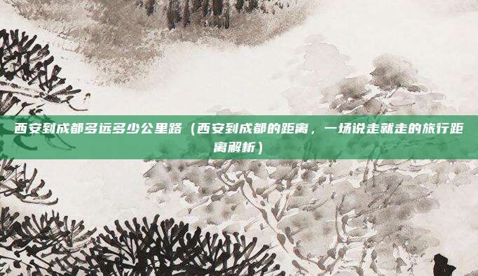 西安到成都多远多少公里路(西安到成都的距离,一场说走就走的旅行距离解析)