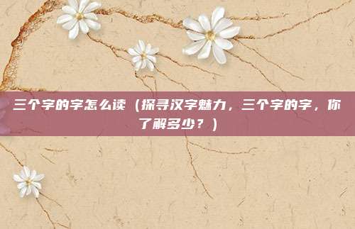 三个字的字怎么读（探寻汉字魅力，三个字的字，你了解多少？）