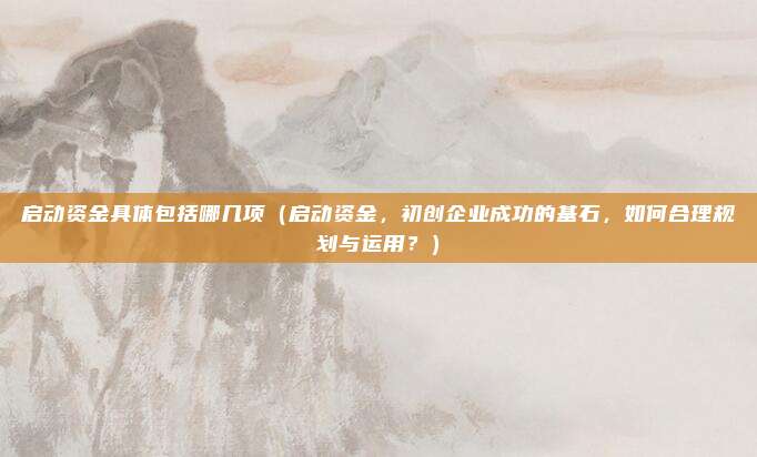启动资金具体包括哪几项(启动资金,初创企业成功的基石,如何合理规划与运用?)