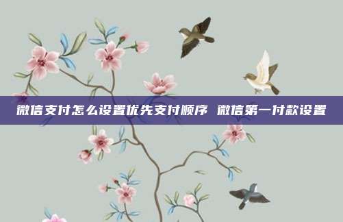 微信支付怎么设置优先支付顺序 微信第一付款设置