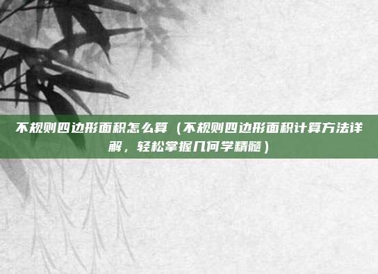 不规则四边形面积怎么算(不规则四边形面积计算方法详解,轻松掌握几何学精髓)