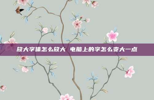 放大字体怎么放大 电脑上的字怎么变大一点