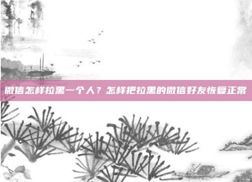 微信怎样拉黑一个人？怎样把拉黑的微信好友恢复正常