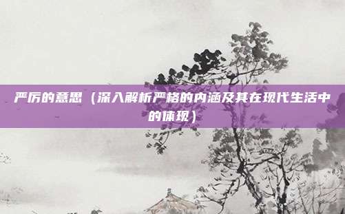 严厉的意思(深入解析严格的内涵及其在现代生活中的体现)
