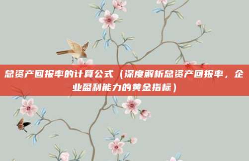 总资产回报率的计算公式(深度解析总资产回报率,企业盈利能力的黄金指标)