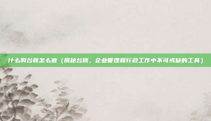 什么叫台账怎么做(揭秘台账,企业管理和行政工作中不可或缺的工具)