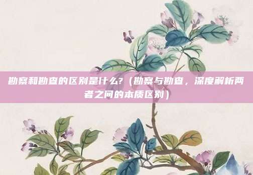 勘察和勘查的区别是什么?(勘察与勘查,深度解析两者之间的本质区别)