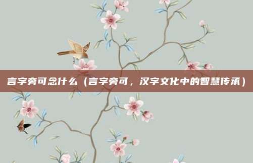 言字旁可念什么(言字旁可,汉字文化中的智慧传承)