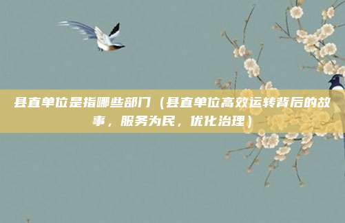 县直单位是指哪些部门(县直单位高效运转背后的故事,服务为民,优化治理)