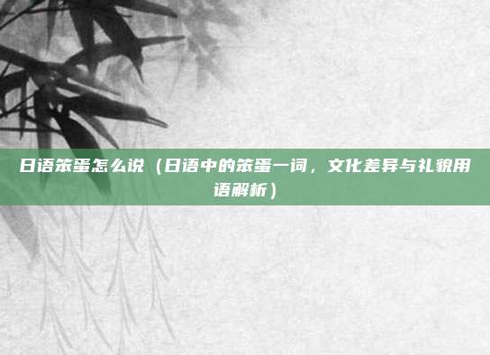 日语笨蛋怎么说(日语中的笨蛋一词,文化差异与礼貌用语解析)