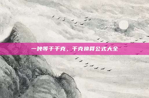 一吨等于千克,千克换算公式大全